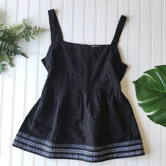 Anthropologie Amit aggarwal black top button back strap linen Olivia - Picture 3 of 13